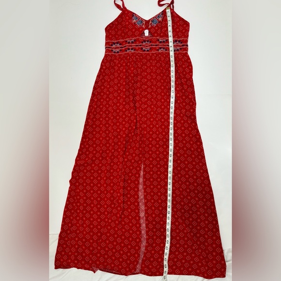 Xhilaration sundress long red XXL embroidered top bohemian tribal geometric maxi - Picture 4 of 16